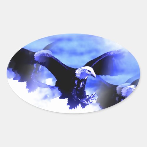 Eagle in Flight Oval Sticker