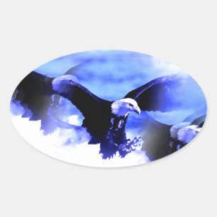 Eagle in Flight Oval Sticker