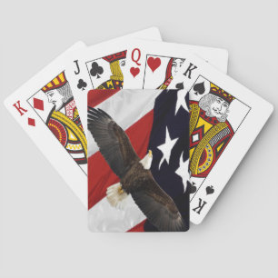 Eagle In Flight Over American Flag Poker Cards