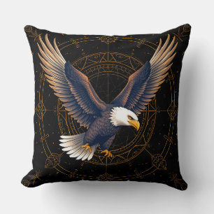Eagle in Flight Stars and Night Sky Throw Pillow