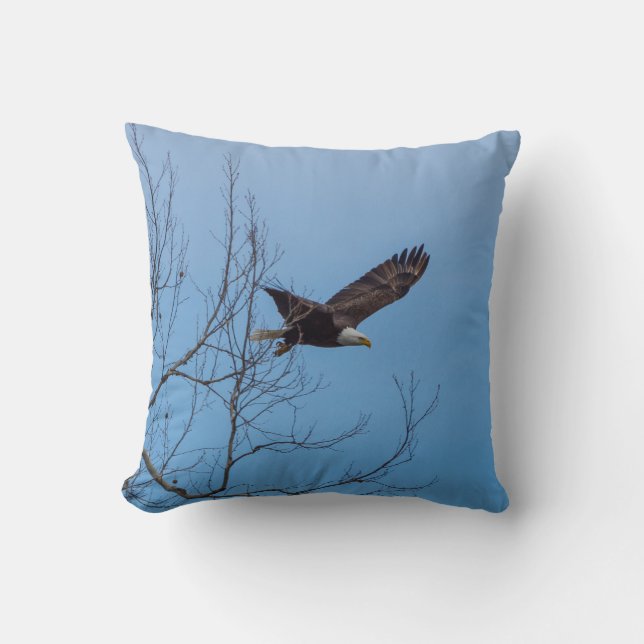 Eagle In Flight Throw Pillow (Front)