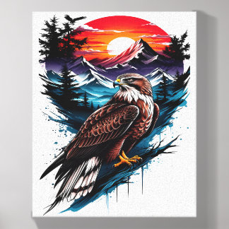 Eagle in the mountain canvas photo tile 
