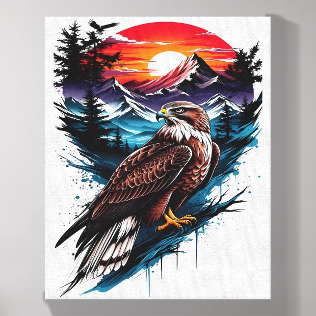 Eagle in the mountain canvas photo tile  (Front Set)