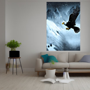 Eagle in the snowy mountain   AI Art  Poster