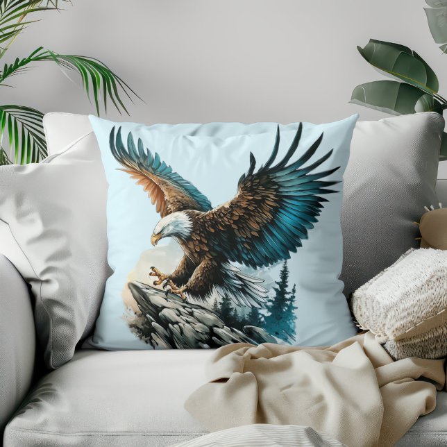 Eagle in Watercolor Throw Pillow (Creator Uploaded)