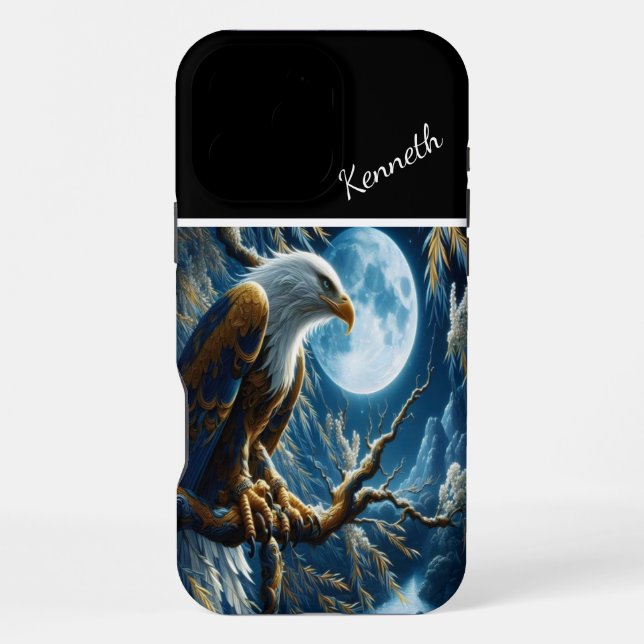 Eagle In Willow Under Blue Moon Iphone Case (Back)
