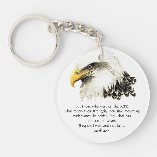 Eagle - Inspirational - Scripture - They that wait Keychain (Front)