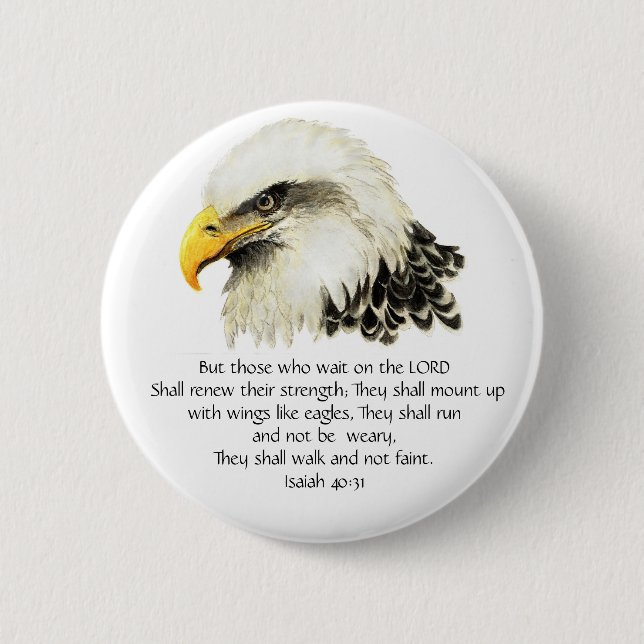 Eagle - Inspirational - Scripture - They that wait Pinback Button (Front)