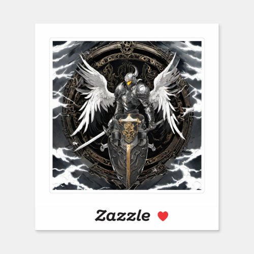 Eagle Knight Emblem In Gray3 Sticker