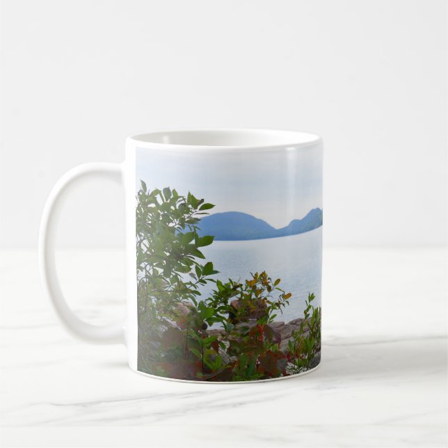 Eagle Lake and Red Maple Leaves Coffee Mug (Left)