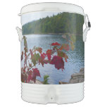 Eagle Lake and Red Maple Leaves I Beverage Cooler