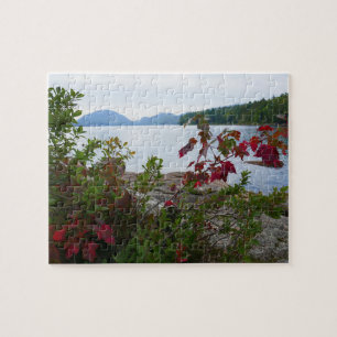 Eagle Lake and Red Maple Leaves I Jigsaw Puzzle