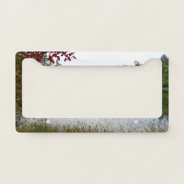Eagle Lake and Red Maple Leaves II License Plate Frame (Front)
