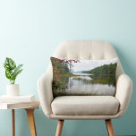 Eagle Lake and Red Maple Leaves II Lumbar Pillow