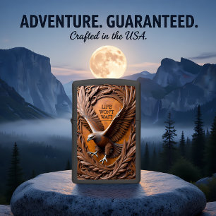 Eagle Landing Ornate Wood Relief Frame Zippo Lighter