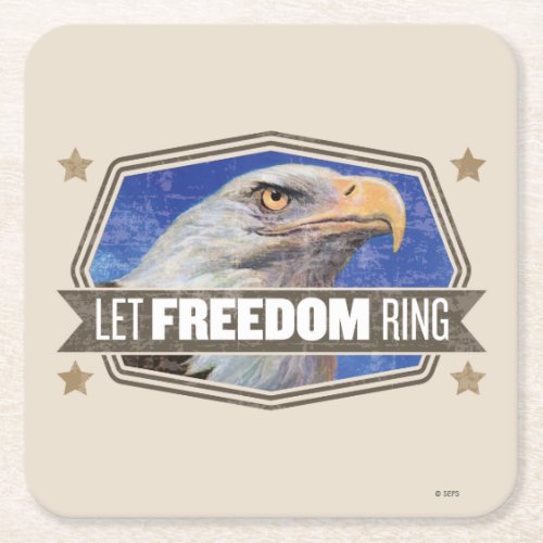 Eagle_Let Freedom Ring Square Paper Coaster