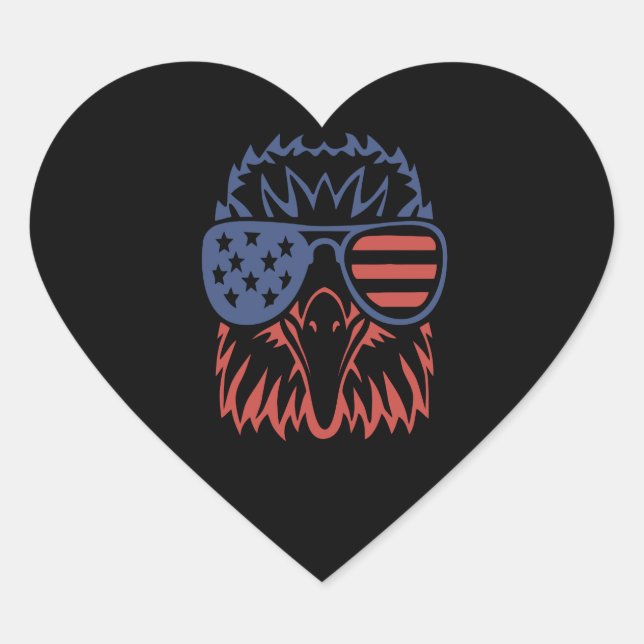 Eagle Lover Gift| Eagle American Flag Independence Heart Sticker (Front)