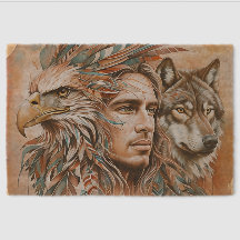 Eagle - Man - Wolf - watercolor art 1 - Fan Fun
