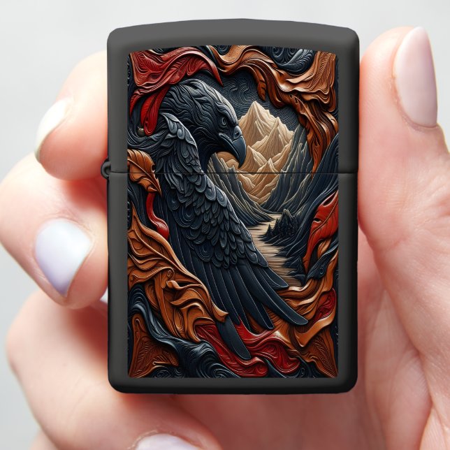 Eagle Masterpiece leather-look Art Zippo Lighter (In Hand)