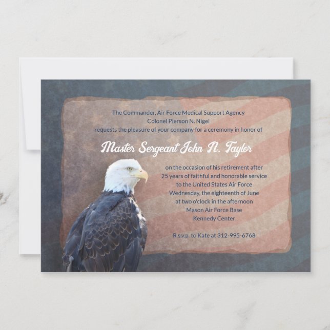 Eagle Military Retirement Invitation  (Front)