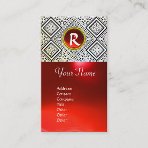 EAGLE , MONOGRAM ,Red ruby Business Card