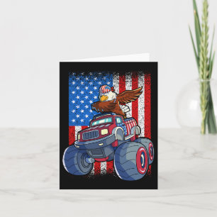 Eagle Monster Truck 4th Of July Boys American Flag Card