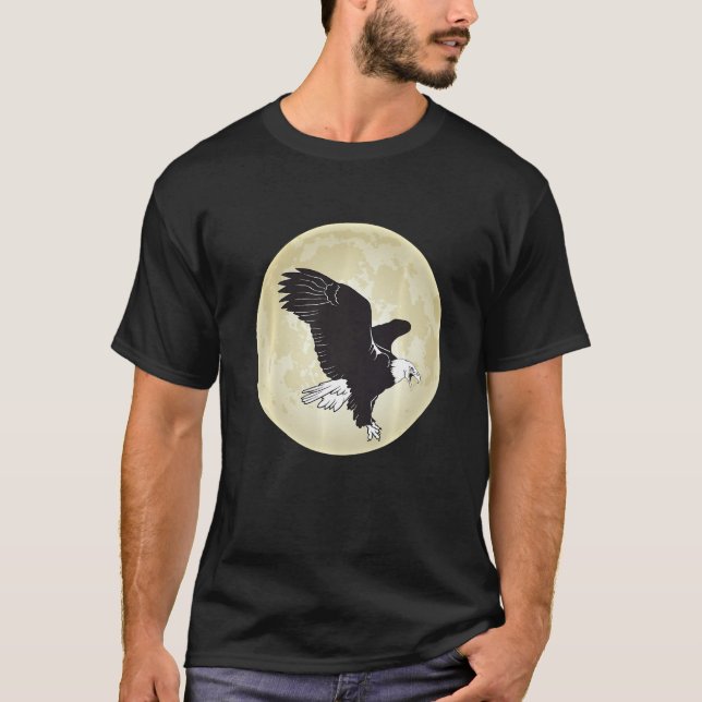 Eagle Moon Falconry with Hawk and Falcon T-Shirt (Front)