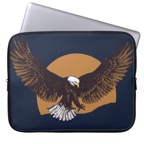 Eagle moon pen  ink drawing  laptop sleeve