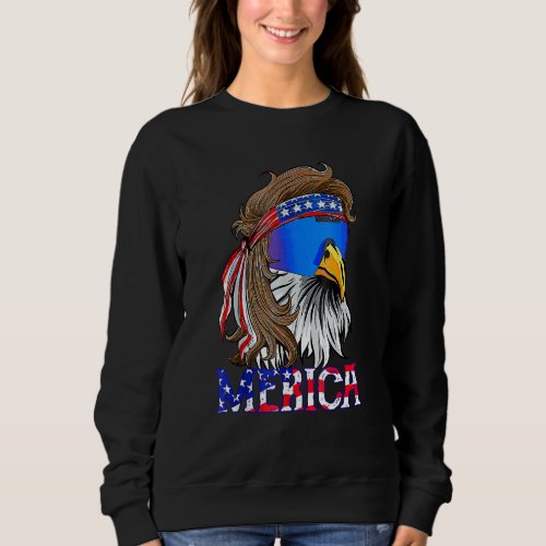Eagle Mullet 4th Of July Usa American Flag Merica  Sweatshirt