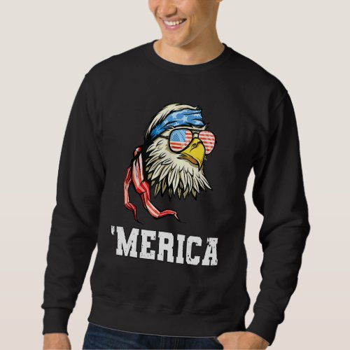Eagle Mullet 4th Of July Usa American Flag Merica Sweatshirt