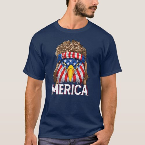 Eagle Mullet 4th Of July USA American Flag Merica T_Shirt