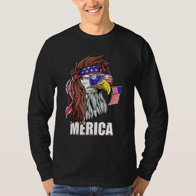 Eagle Mullet 4th Of July USA American Flag Merica  T-Shirt (Front)