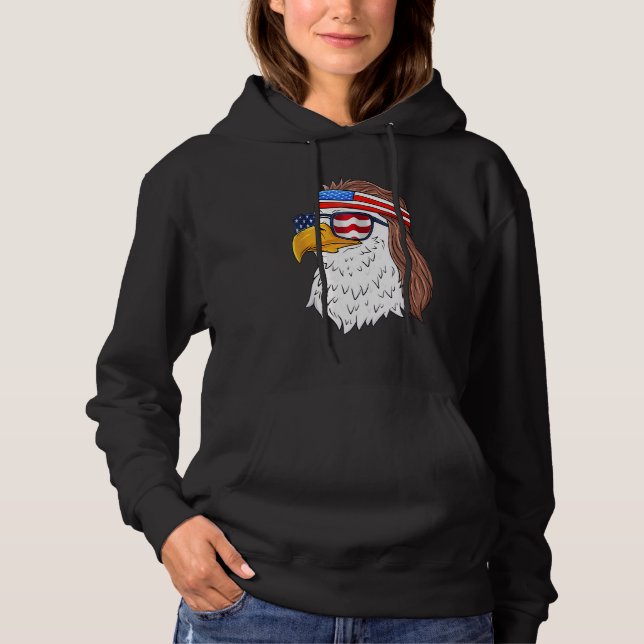 Eagle Mullet Merica 4th Of July American Flag Hoodie (Front)