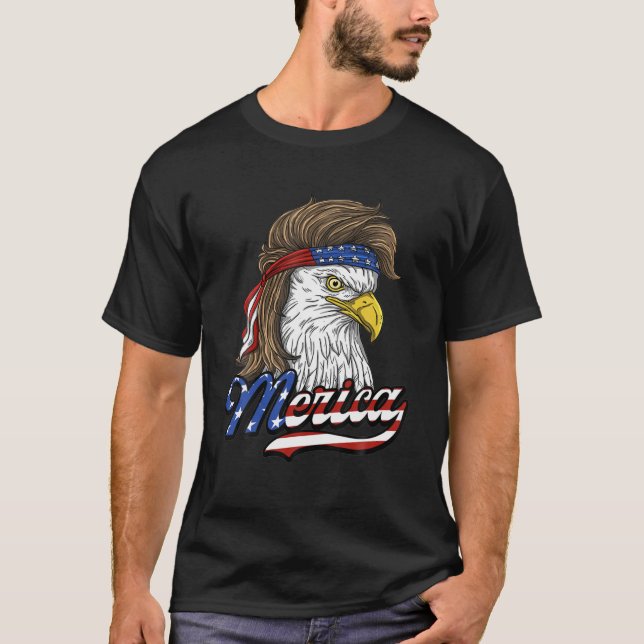 Eagle Mullet Merica Men 4Th Of July American Flag T-Shirt (Front)
