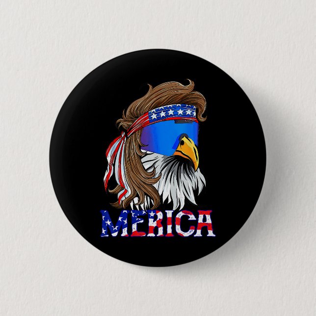 Eagle Mullet Sungles Merica 4th Of July Usa Americ Button (Front)
