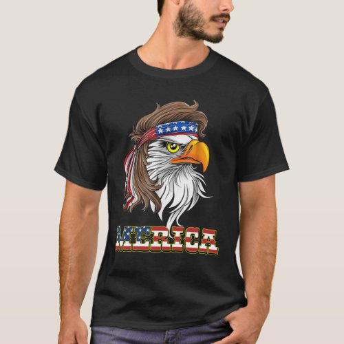 Eagle Mullet T Shirt 4th of July American Flag