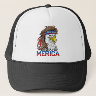 Eagle Mullet T Shirt 4th of July American Flag Trucker Hat