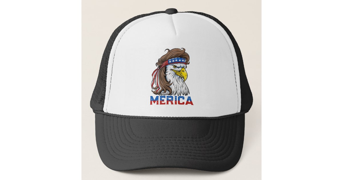 Eagle Mullet T Shirt 4th Of July American Flag Trucker Hat Zazzle Com
