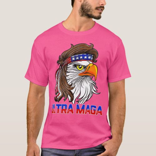Eagle Mullet Ultra MAGA 4th of July American Flag  T_Shirt