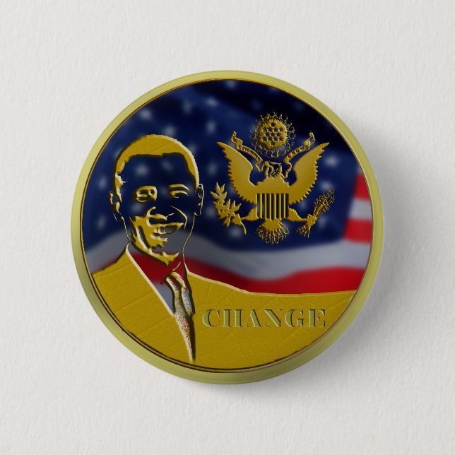 Eagle, Obama, Change - Customized Button (Front)