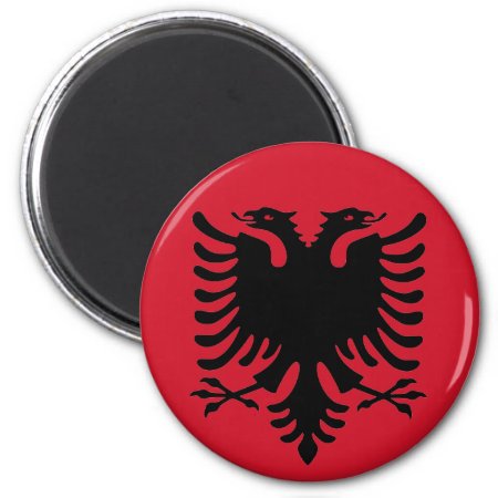 Eagle Of Albania Flag Black On A Red Fridge Magnet