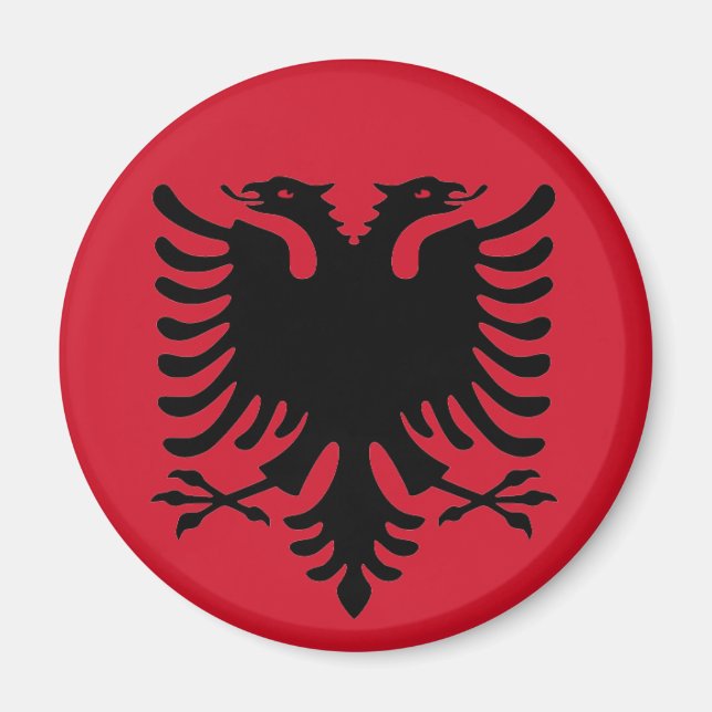 Eagle Of Albania Flag Black On A Red Fridge Magnet (Front)