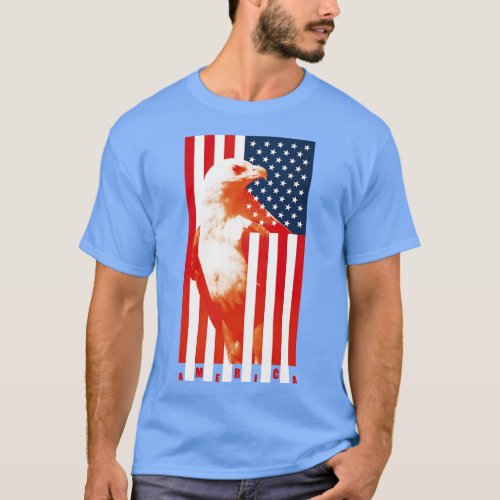 Eagle on American Flag T_Shirt