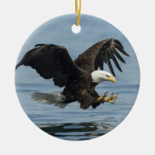 Eagle on Approach Ceramic Ornament