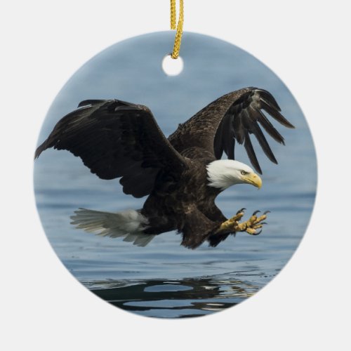 Eagle on Approach Ceramic Ornament