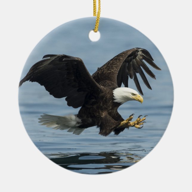 Eagle on Approach Ceramic Ornament (Front)
