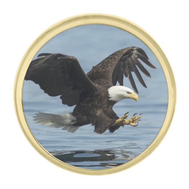 Eagle on Approach Gold Finish Lapel Pin (Front)