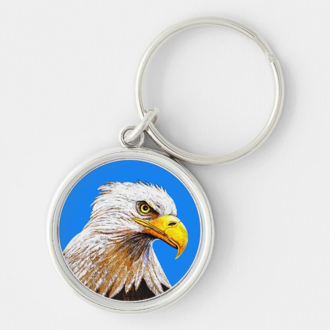 Eagle on Blue Keychain (Front)