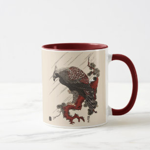 EAGLE ON THE PINE BRANCH IN THE RAIN Ukiyoe Mug