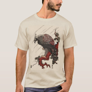 EAGLE ON THE PINE BRANCH IN THE RAIN Ukiyoe T-Shirt